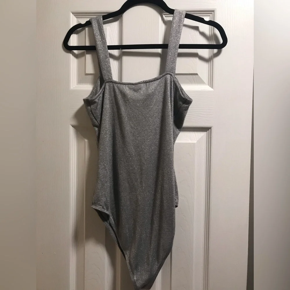 Wild Fable Silver Sparkle Bodysuit, Large - Picture 3 of 6